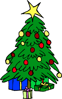 A Christmas tree with blue an