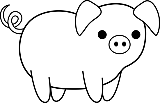 Cartoon Pig Black And White C