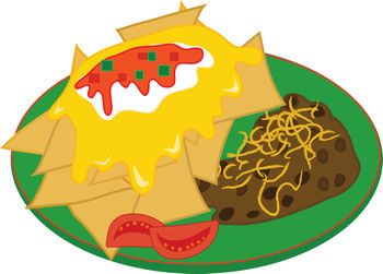 Free Clip Art Illustration of a Nachos with Refried Beans