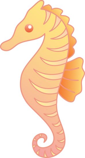 Free clip art of a cute yellow and orange seahorse
