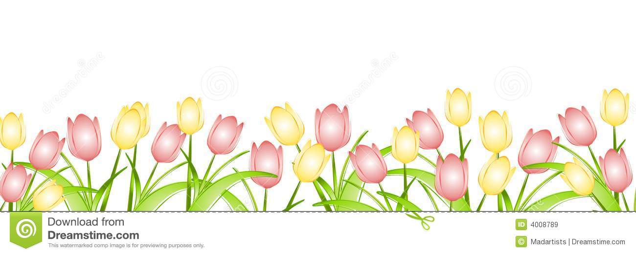 Free Clip Art Tropical Borders ... Row of Spring Tulips