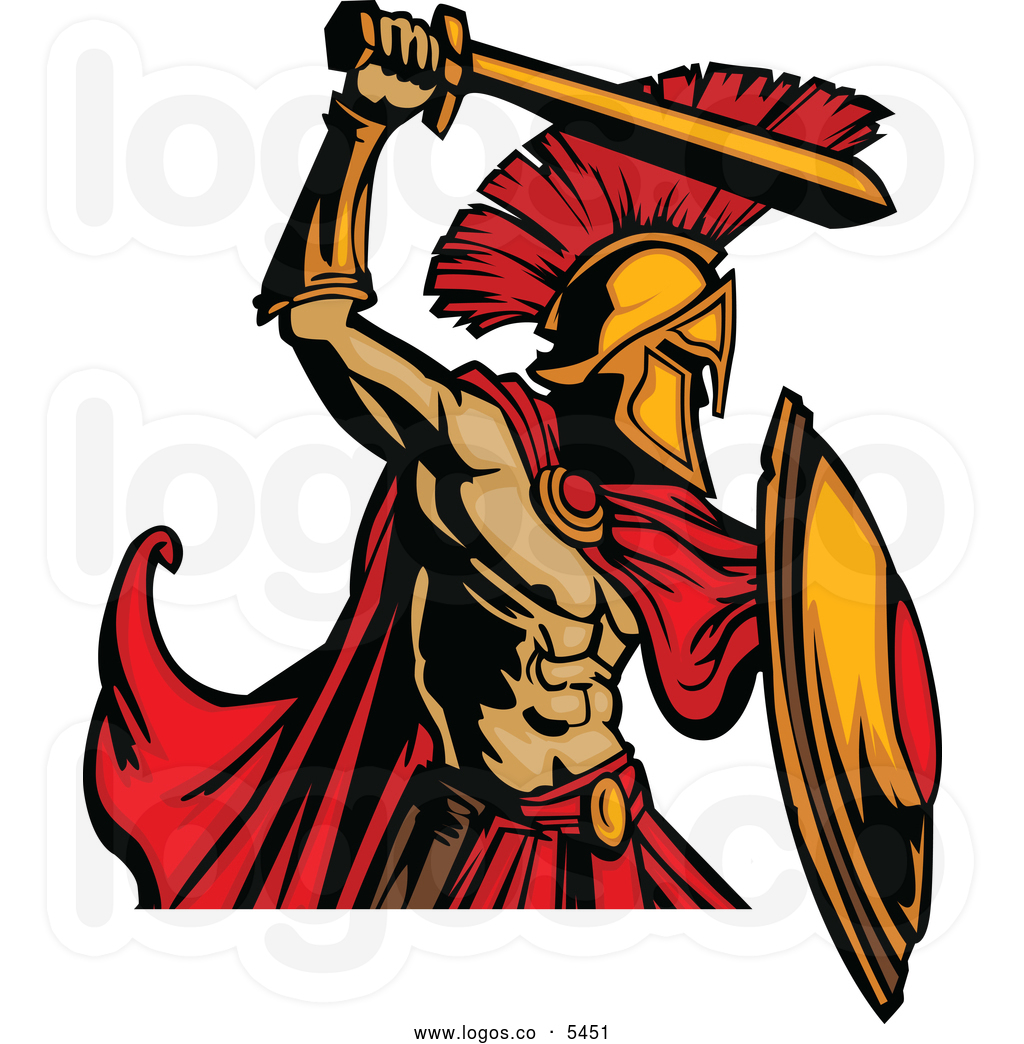 Spartan Trojan Mascot with Sp