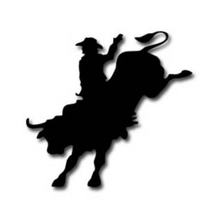 Free Clipart Picture of a Bull Riding Cowboy