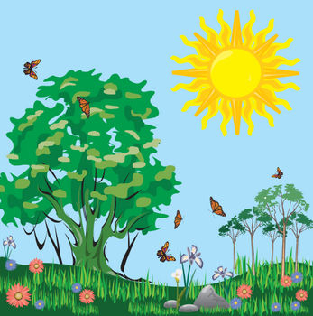 Free Clipart Picture Of A Meadow Full Of Butterflies On A Sunny Day