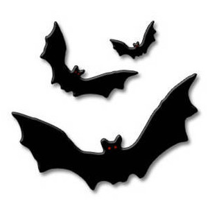 group of three bats flying le
