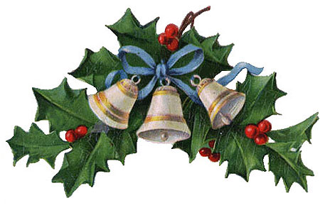 Free Clipart Vintage Christmas Bells Holly Mistletoe u0026middot; «