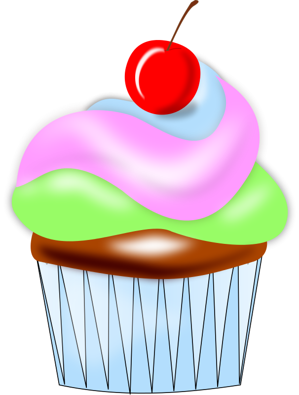 Free Colorful Cupcake with Cherry Clip Art