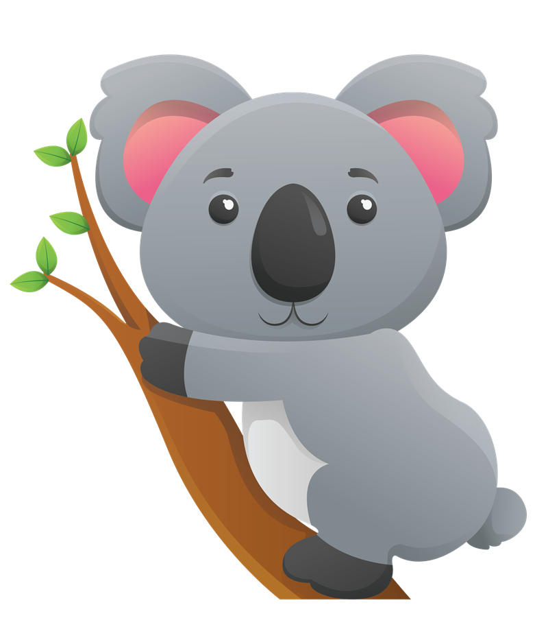 Smiling Koala In Tree Clipart