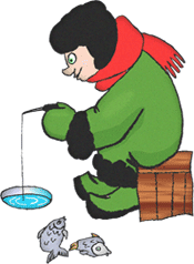 Couple Ice Fishing Clipart #1