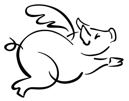 free flying pig clipart | Fly - Pig Outline Clip Art