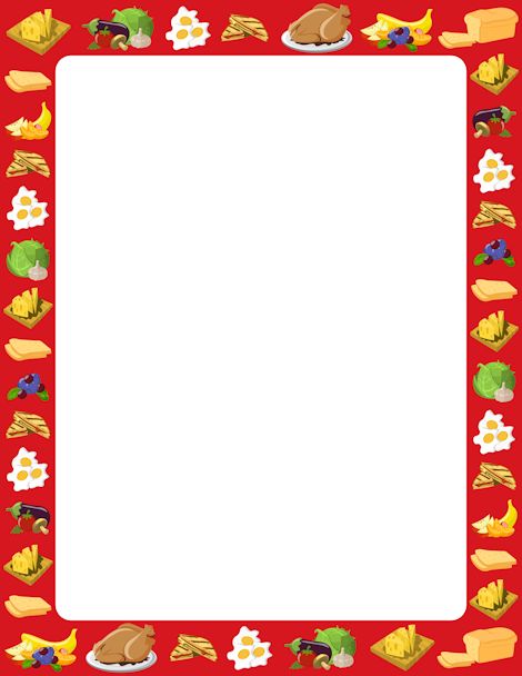 Free food border templates including printable border paper and clip art versions. File formats include GIF, JPG, PDF, and PNG.
