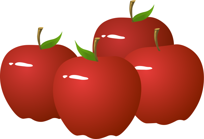 Free Four Shiny Red Apples Clip Art