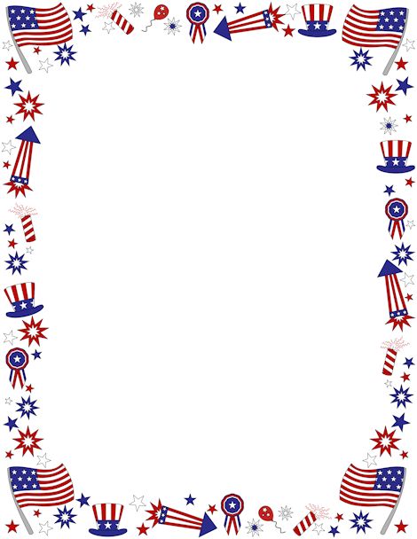 Free fourth of july border templates including printable border paper and clip art versions. File formats include GIF, JPG, PDF, and PNG.