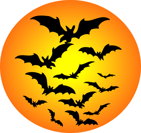 Black bat silhouette yellow e