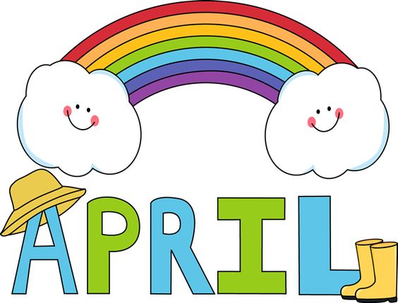 Free Month Clip Art | Month of April Rainbow Clip Art Image - the word April
