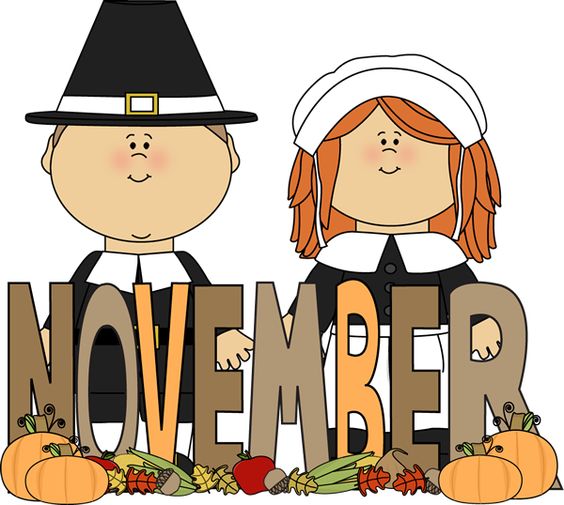 Free Month Clip Art | Month of November Pilgrims Clip Art Image - the word November