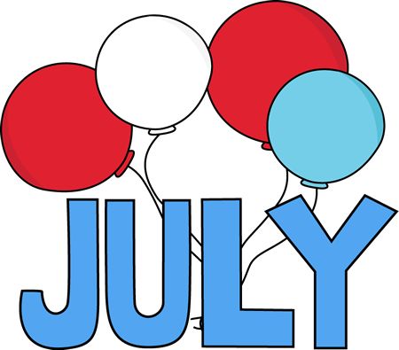 Free Month Clip Art | Red White and Blue July Clip Art Image - the word