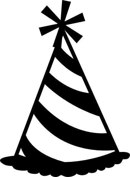 Free Party Hat 2 Clip Art. black and white party% .