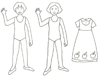 Paper doll with a set of .