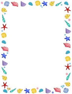 Free seashell border templates including printable border paper and clip art versions. File formats include GIF, JPG, PDF, and PNG.
