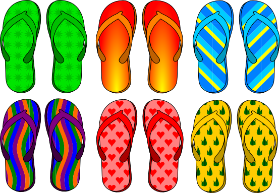 Free Set of Six Flip Flops Cl - Clip Art Flip Flops