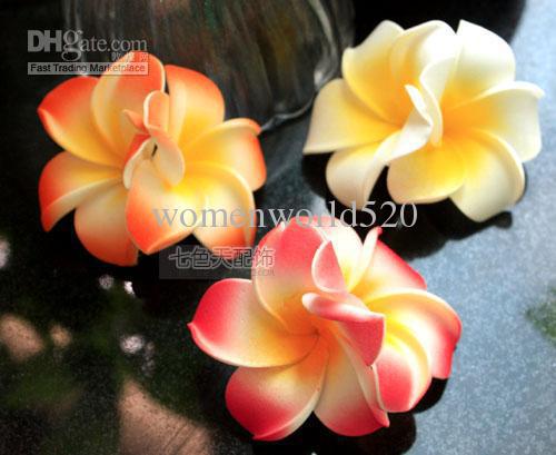 free shipping 1000pcs Hawaiian foam Plumeria Flower hair clips mix color  Frangipani flower clips