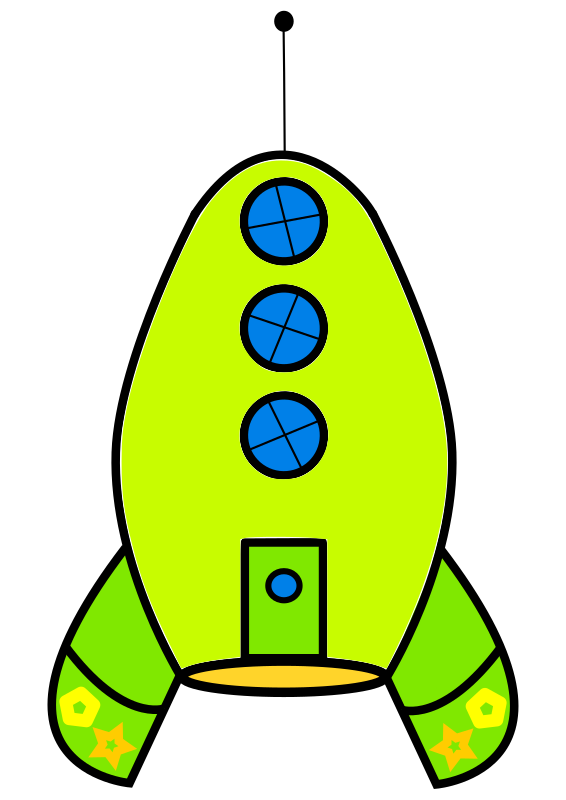 Free Simple Lime Green Rocketship Clip Art