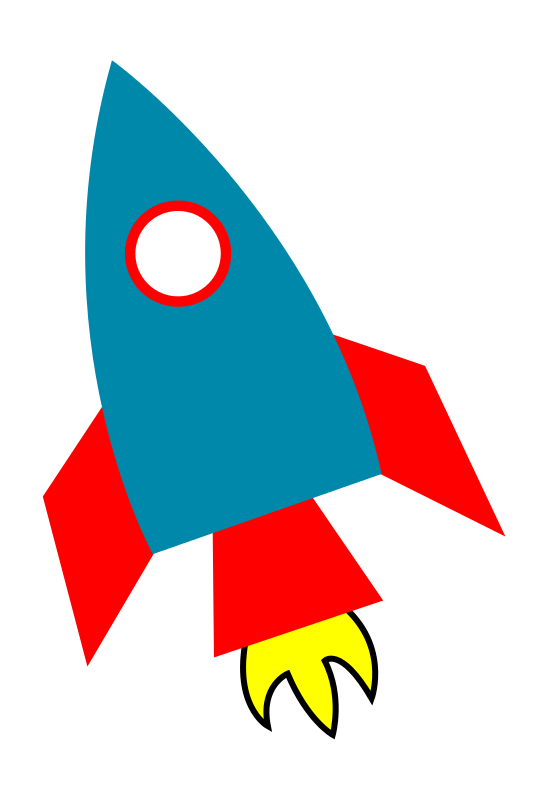 Blue Rocket Ship clip art - v