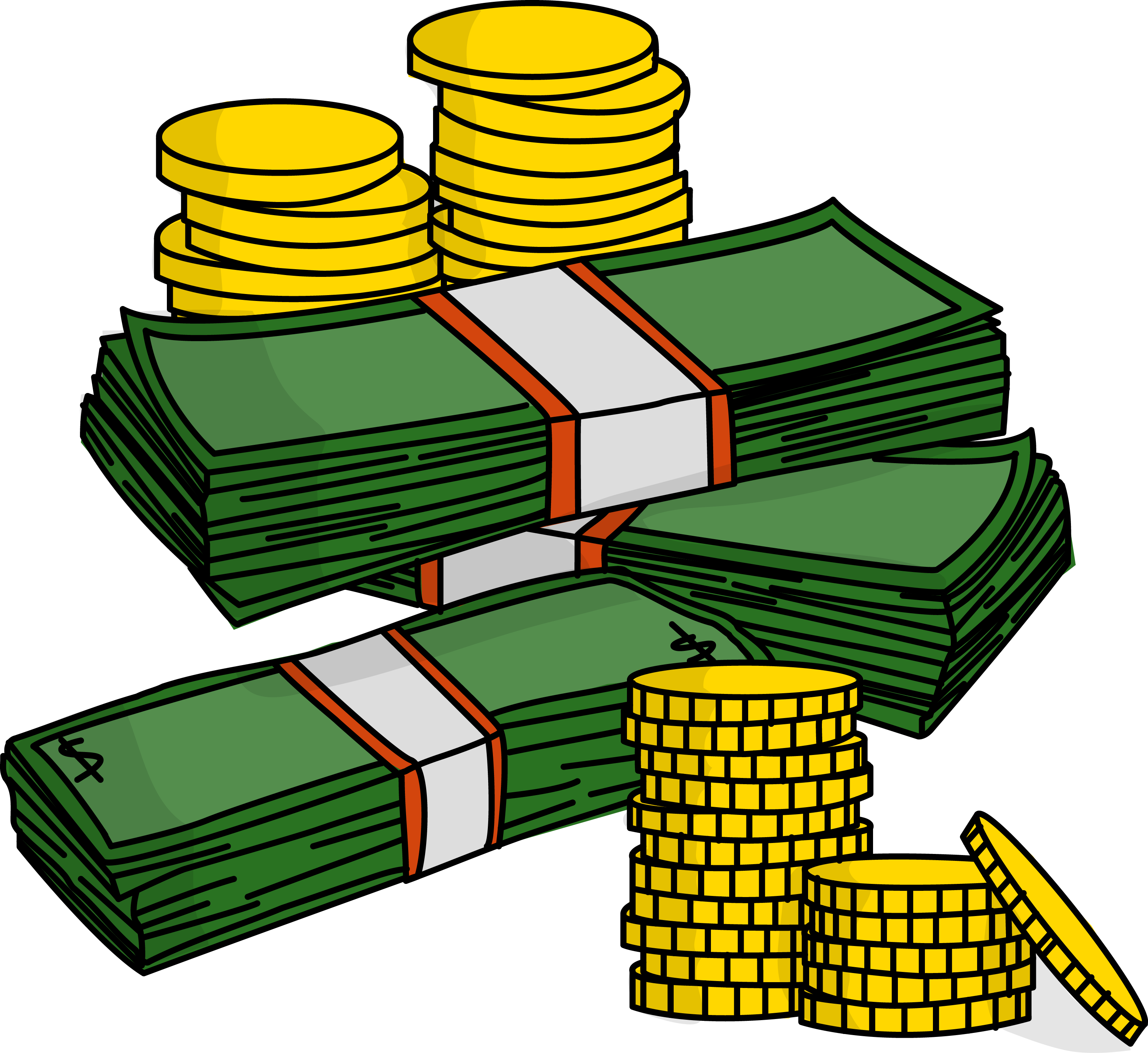 Free Stacks Of Money With Coins High Resolution Clip Art | All ..