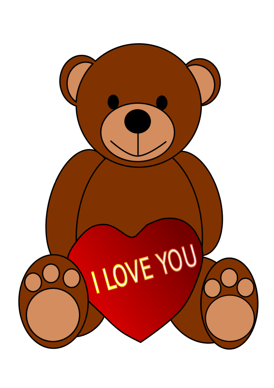 Free Teddy Bear with I Love You Sign Clip Art