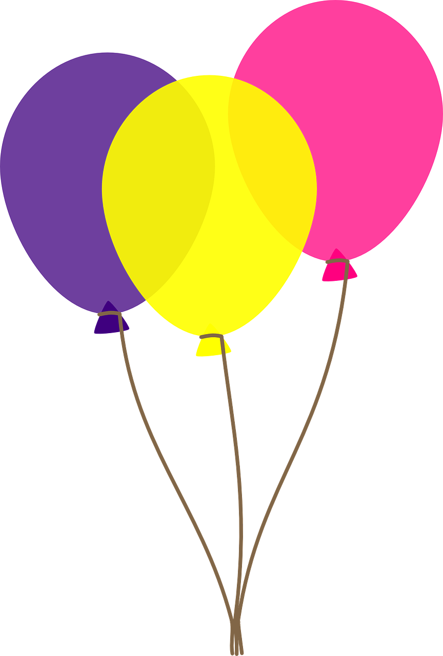 Free Three Colorful Balloons  - Baloon Clipart