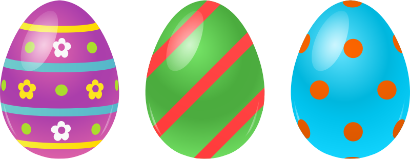 Free Three Colorful Easter Eggs Clip Art