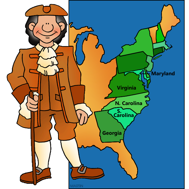 Free United States Clip Art by Phillip Martin, Southern Colonies