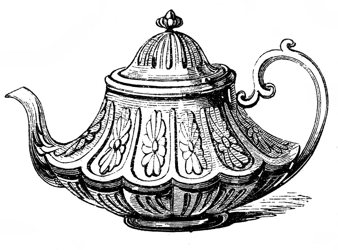 Free Vintage Clip Art u2013 2 Ornate Teapots