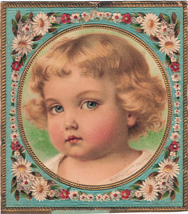 Free Vintage Clip Art u2013 Darling Toddler with Floral Frame