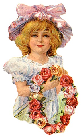 ... free vintage clip art mothers day little girl in hat with flower wreath ...