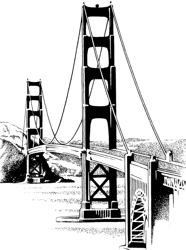 Free Vintage Clip Art The Golden Gate Bridge
