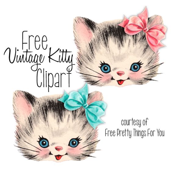 Free Vintage Kitty Cat Clip art by Free Pretty Things For You!