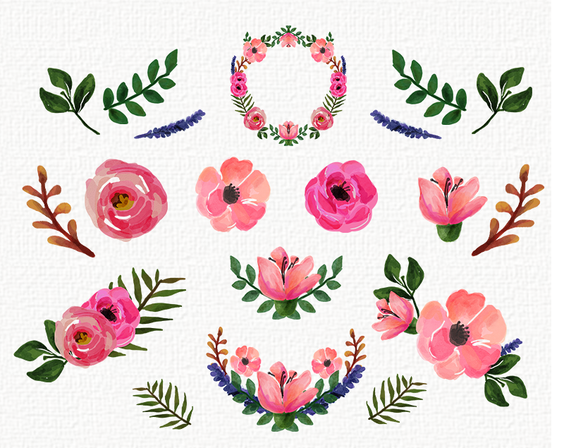 FREEBIES FREE Watercolor Flor - Free Floral Clip Art