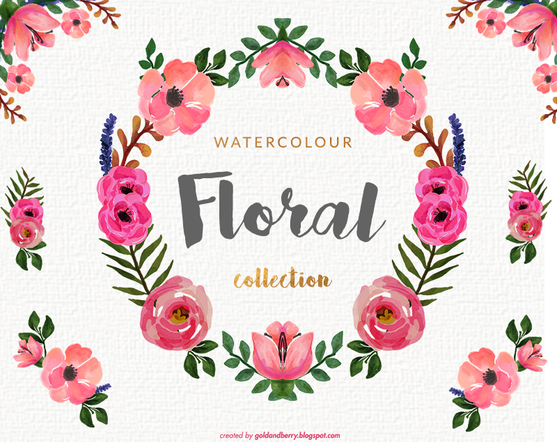 FREEBIES FREE Watercolor Floral Peonies Roses clip art collection 14 Elements Digial watercolor painting wedding individual