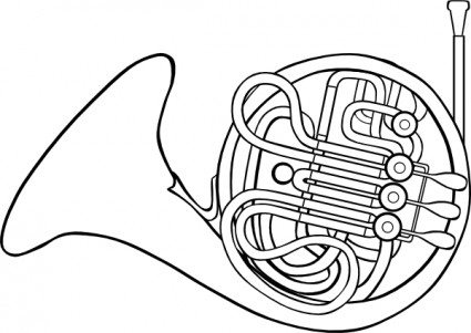 French Horn In Black And Whit