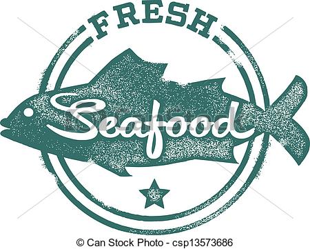... Fresh Seafood Menu Stamp - Fresh Fish and seafood stamp.