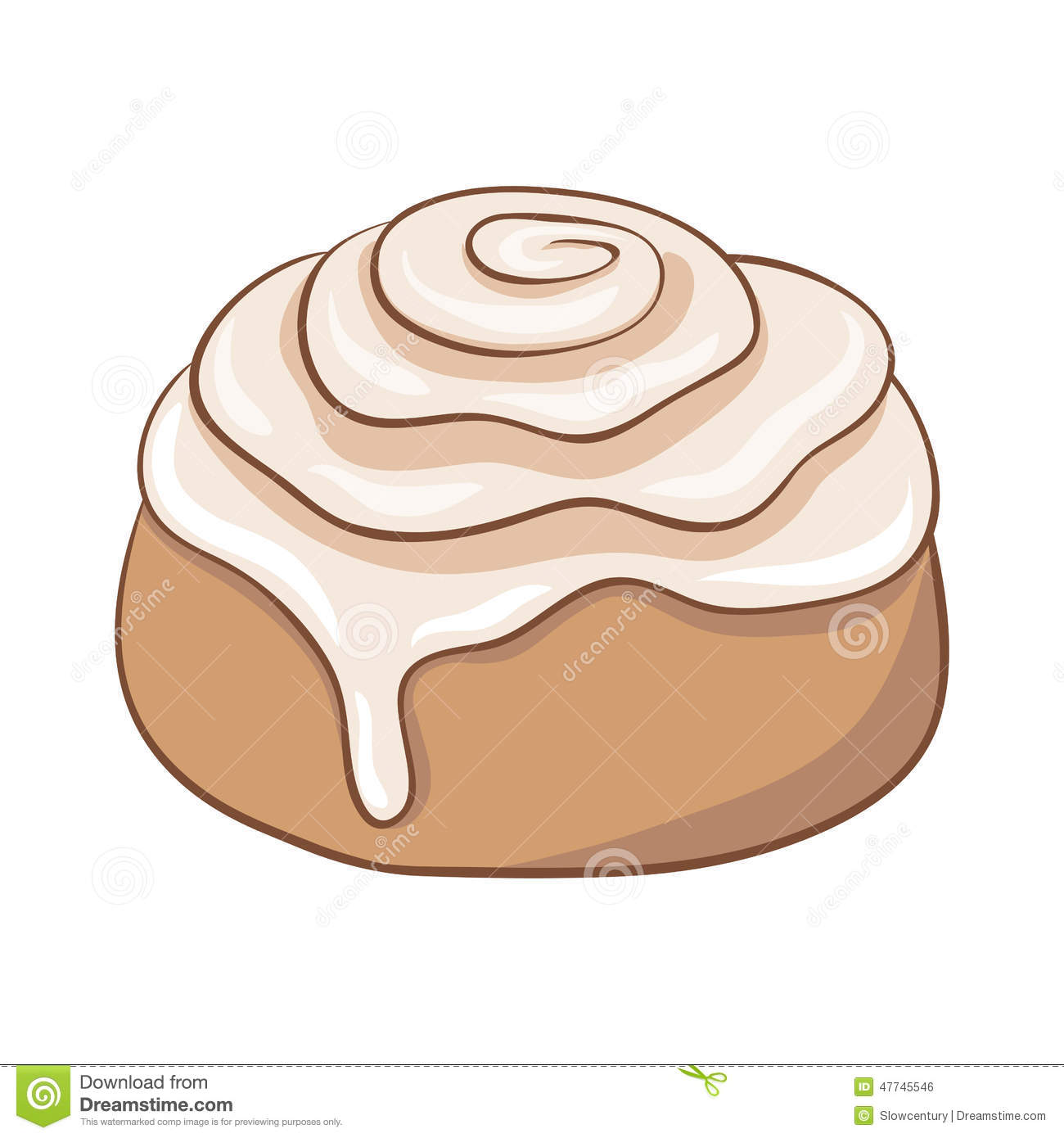 Freshly Baked Cinnamon Roll With Sweet Frosting Stock Vector Image