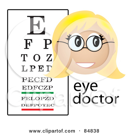 Friendly Female Caucasian Eye Doctor With The Word And A Vision Chart by  Pams Clipart