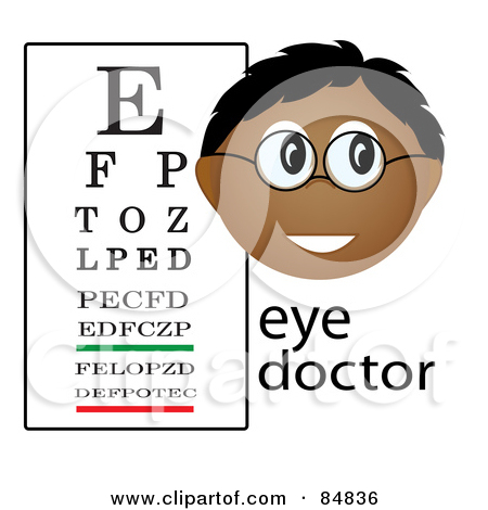Friendly Male Indian Eye Doctor With The Word And Eye Chart by Pams Clipart
