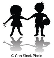 Children Silhouettes With Sha