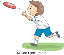 ... Frisbee Boy - Illustration of a Boy Catching a Frisbee