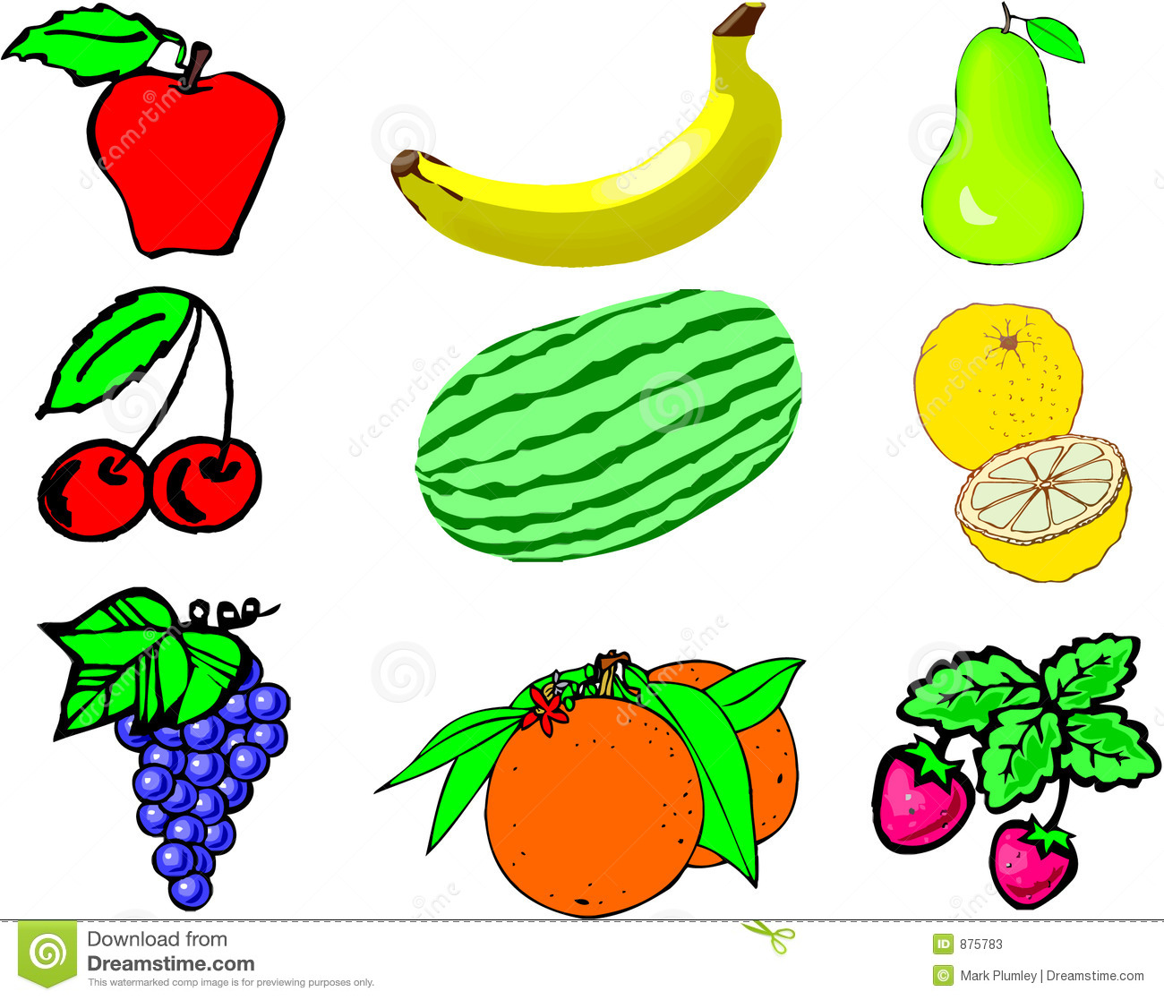 Cute Fruits Digital Clip Art,