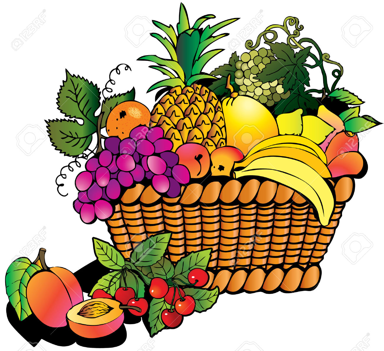 Fruit Basket Clip Art - Fruit Basket Clipart