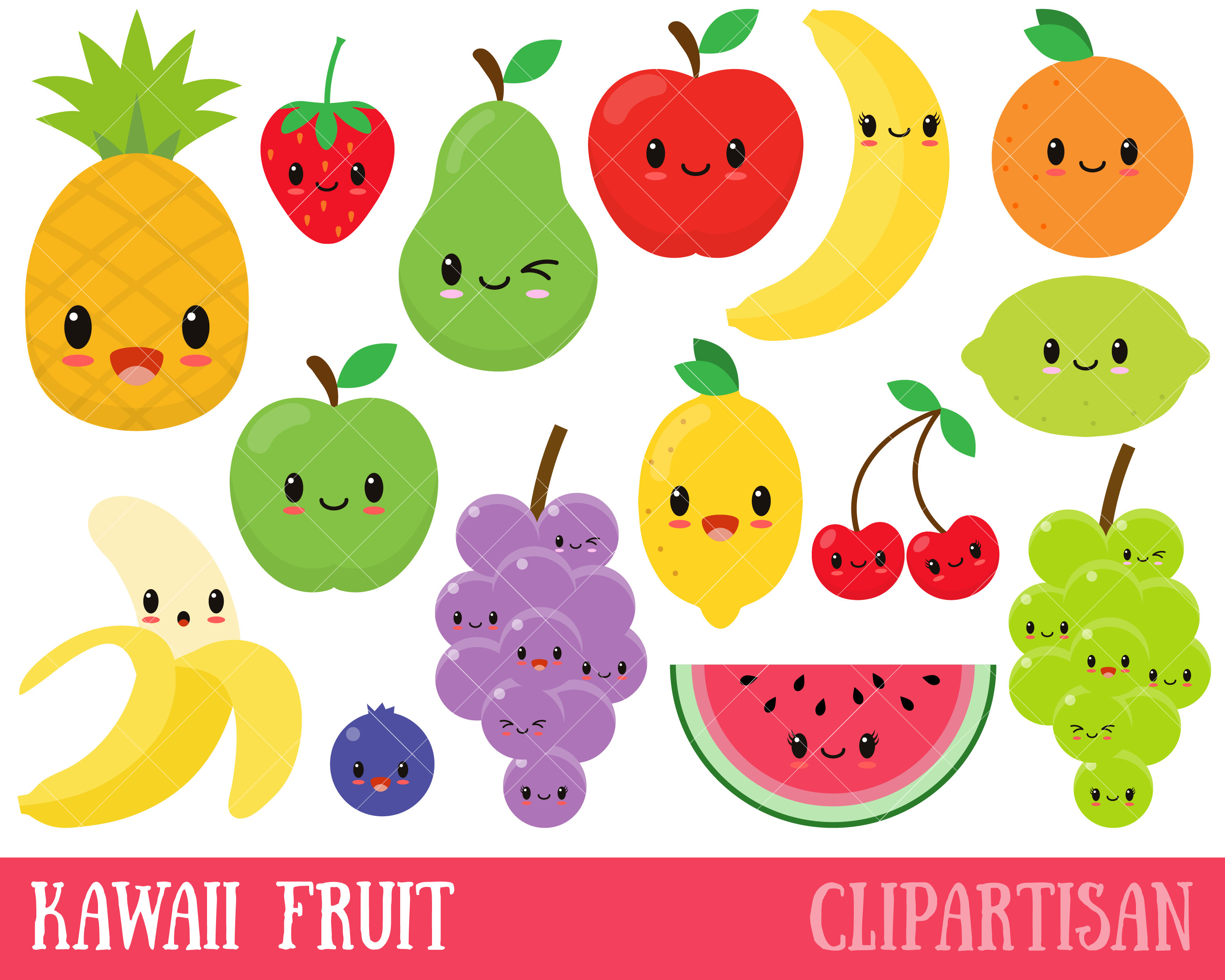 Happy Fruit Clipart Set